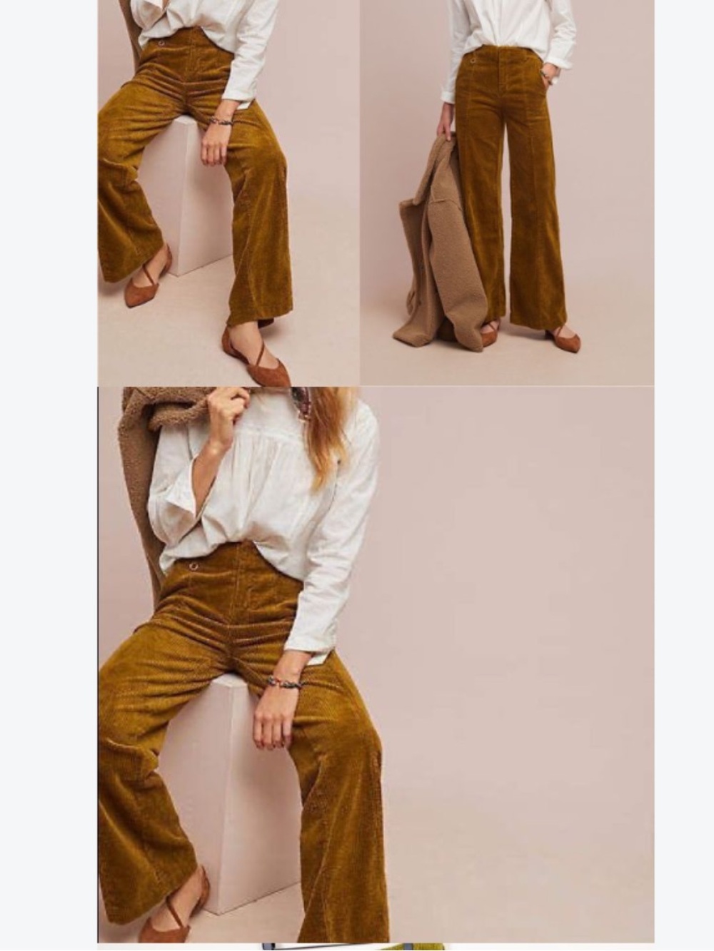Anthropologie Chartreuse Wide Wale Corduroy Pants Flare Gold Mustard Size 32